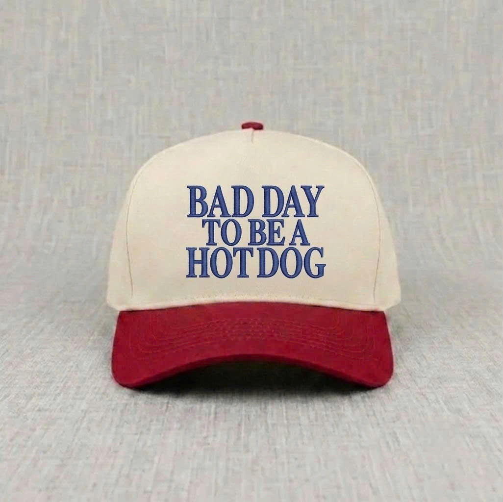 BAD DAY TO BE A HOT DOG EMBROIDERED BASEBALL HAT MC-0011