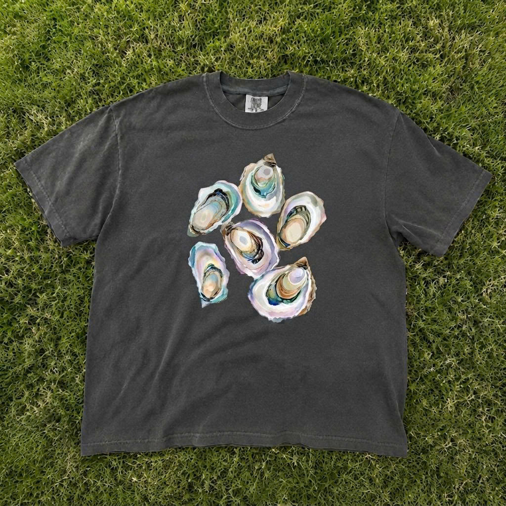 Retro Oyster Lover T-shirt, Watercolor Seafood Tee For Women, Trendy Sea Life Tshirt, Coastal Beach T-Shirt AK-068