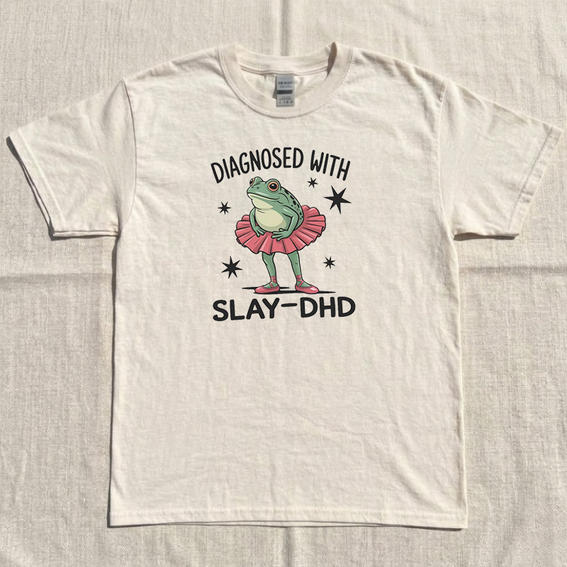 Funny ADHD Frog Neurodivergent Meme Y2K Frogcore Tshirt B-00115