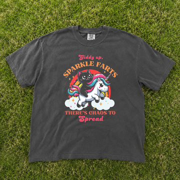 Sparkle Fart Funny Cat T-shirt, There's Chaos To Spread Humor Quotes Tee B-00114