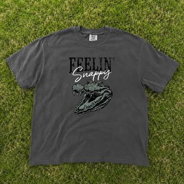 Distressed Feelin' Snappy Alligator Tshirt, Funny Sarcastic Trendy Gator Tee B-00125