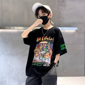 Kids Oversized Graphic T-Shirt with Vintage Cartoon Print