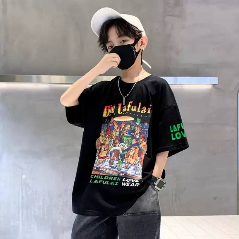 Kids Oversized Graphic T-Shirt with Vintage Cartoon Print