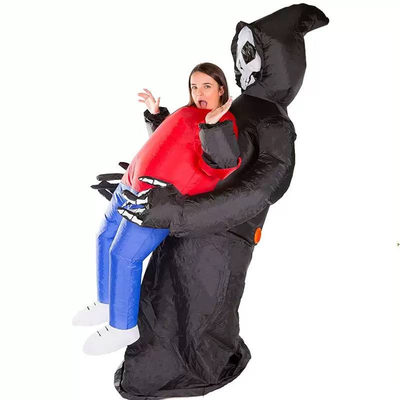 Inflatable Grim Reaper Carrying Costume – Funny Halloween Blow Up Costume for Adults