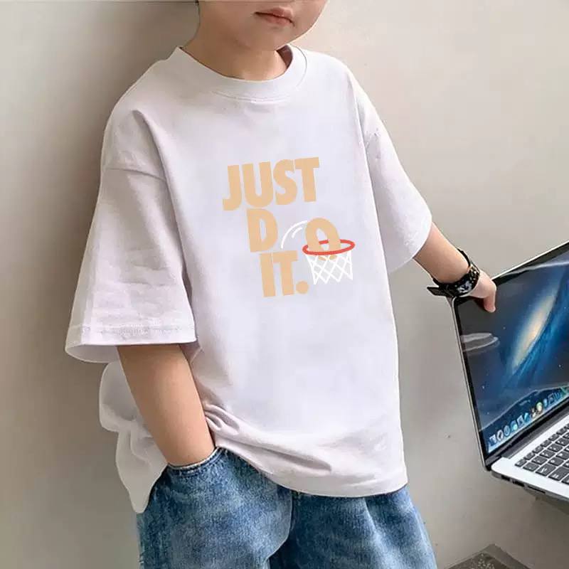 Kids Oversized Basketball Graphic T-Shirt – "Just Do It" Style Print