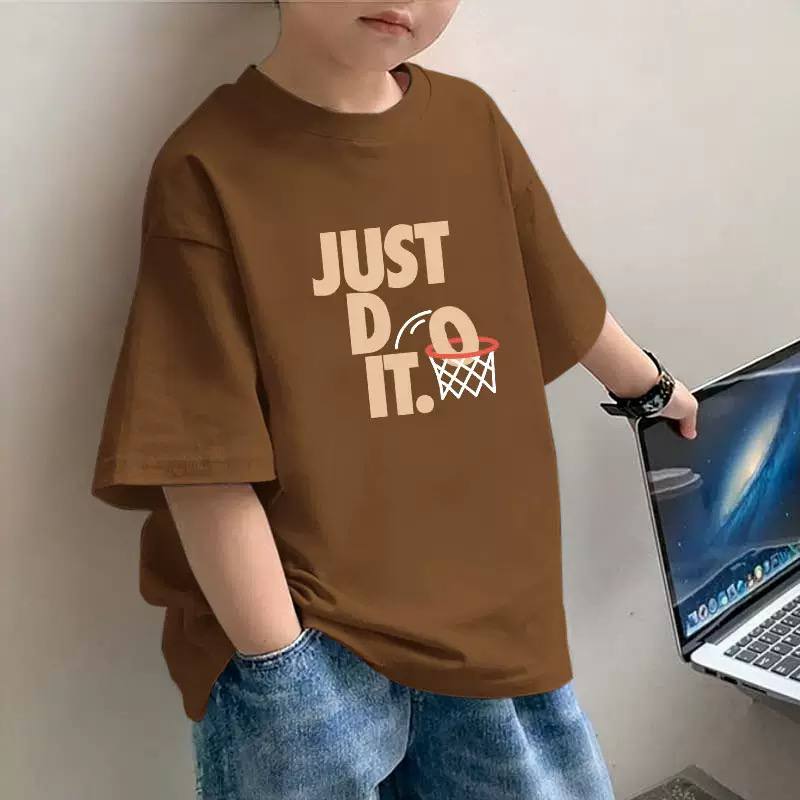Kids Oversized Basketball Graphic T-Shirt – "Just Do It" Style Print