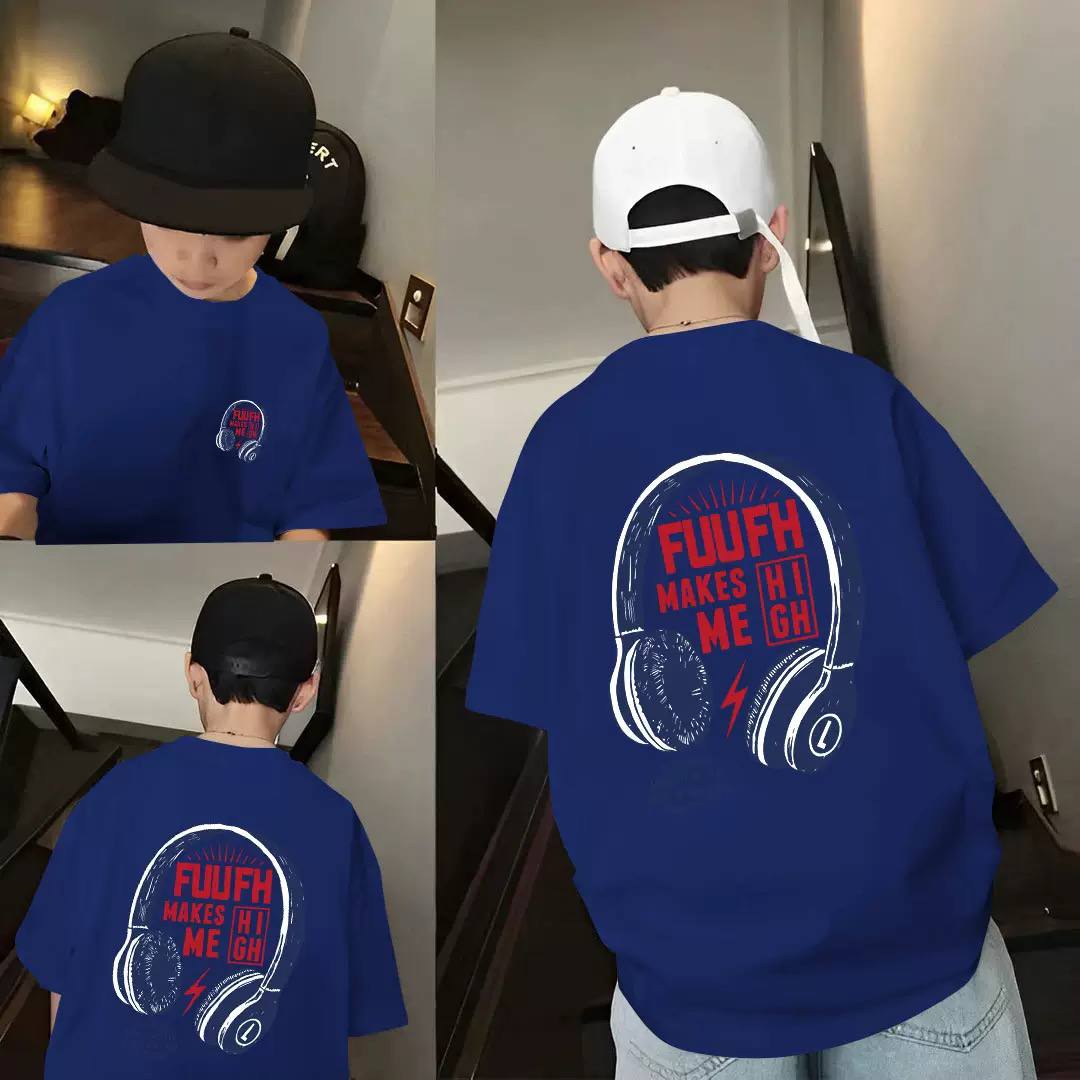 Kids Oversized Headphones Graphic T-Shirt – Streetwear Style