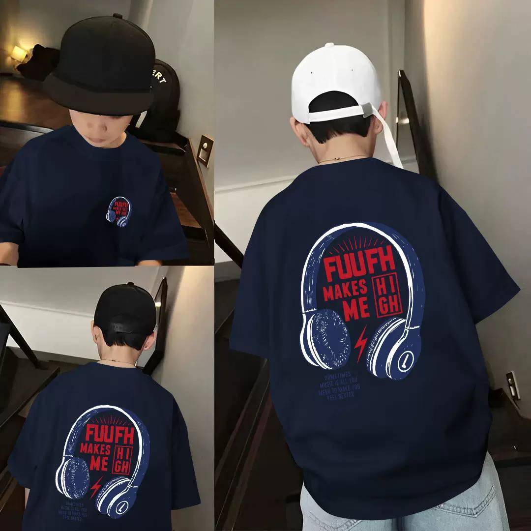 Kids Oversized Headphones Graphic T-Shirt – Streetwear Style
