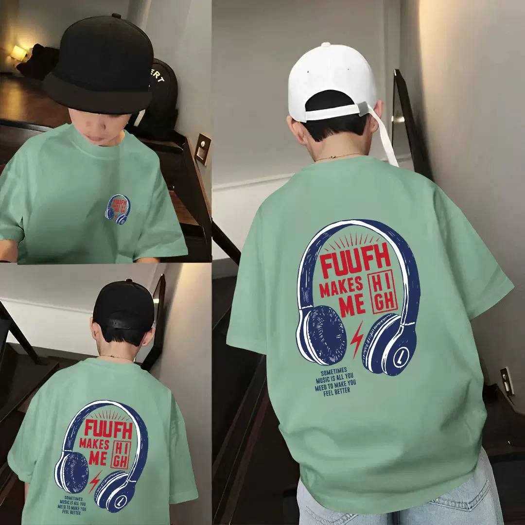Kids Oversized Headphones Graphic T-Shirt – Streetwear Style