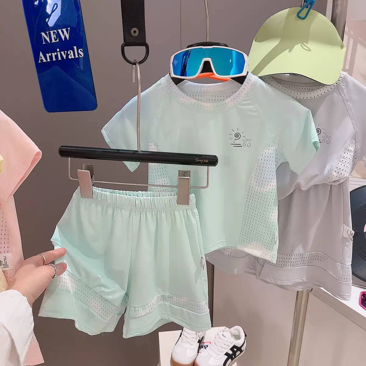 Kids UPF 50+ Quick-Dry Summer Outfit Set – Breathable T-Shirt & Shorts for Boys & Girls
