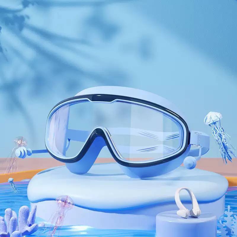 Kids Swim Goggles Set with Nose Clip & Ear Plugs – Anti-Fog UV Protection Swimming Goggles for Boys & Girls
