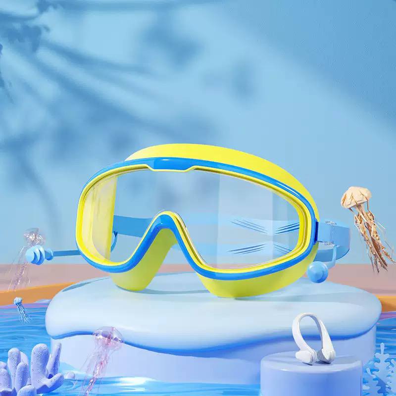 Kids Swim Goggles Set with Nose Clip & Ear Plugs – Anti-Fog UV Protection Swimming Goggles for Boys & Girls