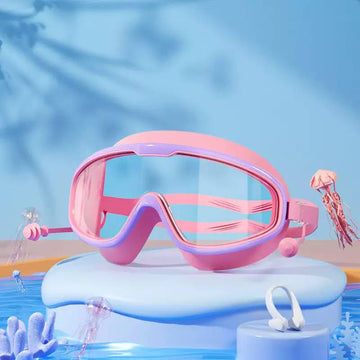 Kids Swim Goggles Set with Nose Clip & Ear Plugs – Anti-Fog UV Protection Swimming Goggles for Boys & Girls