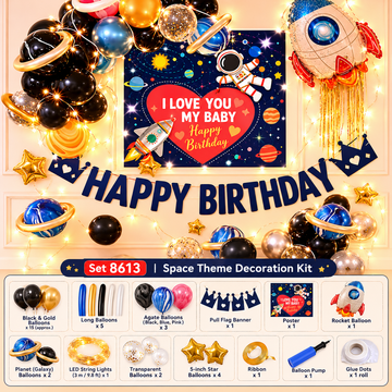 Space Theme Birthday Party Decoration Kit – Product Description