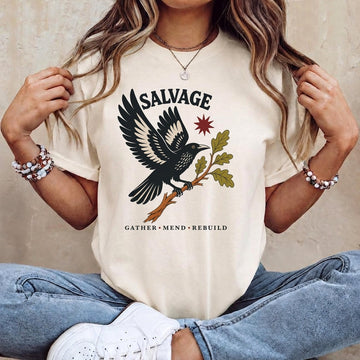 SALVAGE CROW GRAPHIC TEE, INSPIRED NATURE SHIRT, BIRD ART T-SHIRT TR-00283