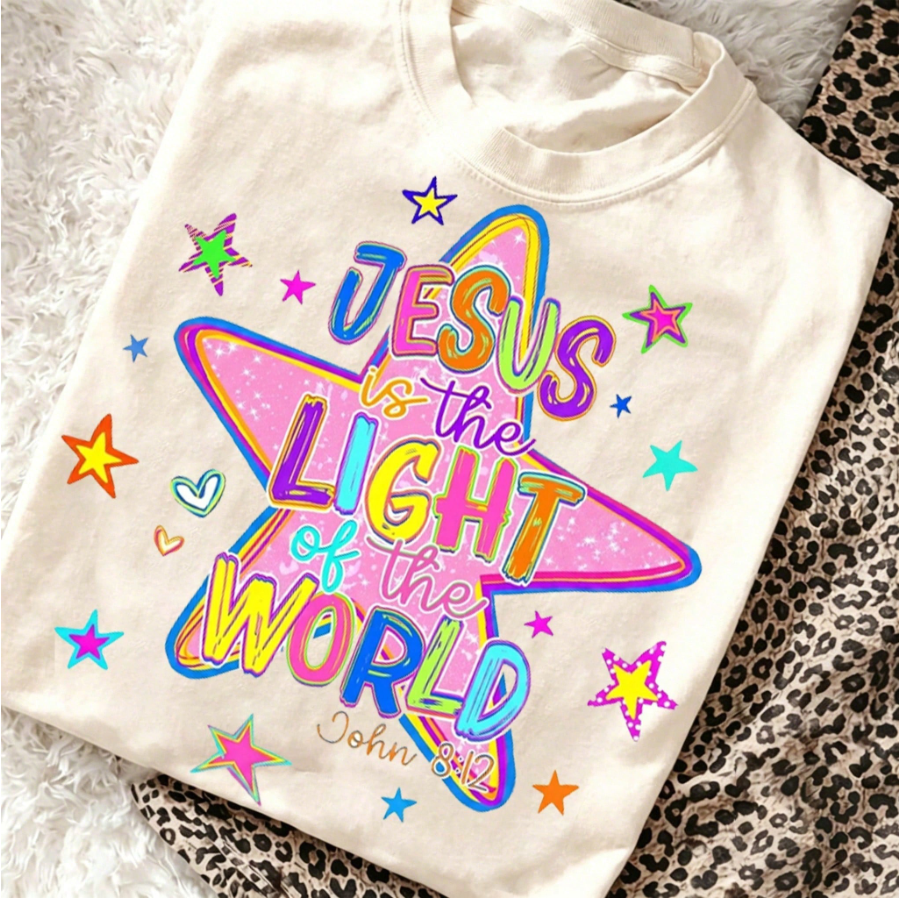 JESUS IS THE LIGHT OF THE WORLD GRAPHIC TEE LL - 0176