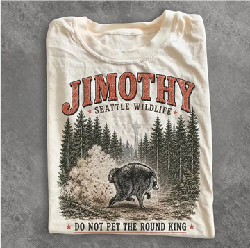"DO NOT PET THE ROUND KING" VINTAGE RACCOON TEE LL - 0207