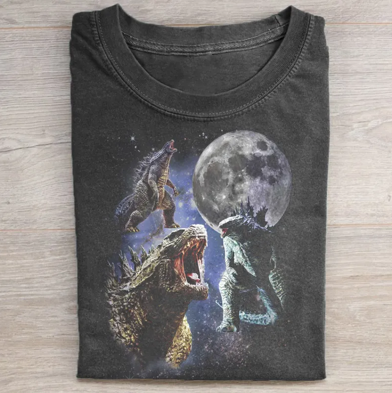 GODZILLA MOON VINTAGE T-SHIRT LL - 0216