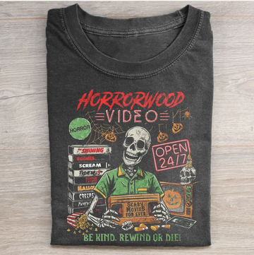 HORROR WOOD VIDEO T-SHIRT LL - 0219