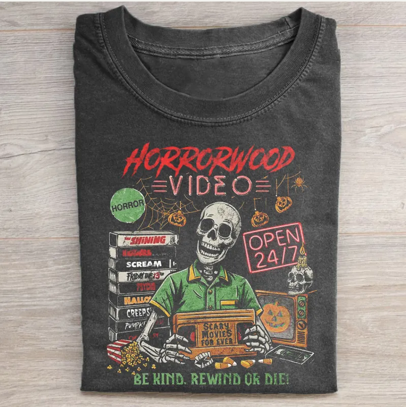 HORROR WOOD VIDEO T-SHIRT LL - 0219