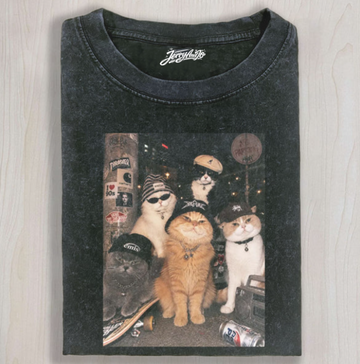 WASH GANGSTER CAT MEME T-SHIRT TR-00194