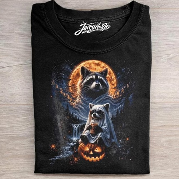 SPOOKY RACCOON HALLOWEEN TEE, CUTE GHOST RACCOON TEE BN-00186