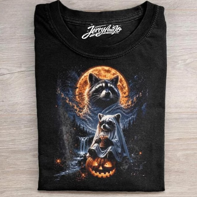 SPOOKY RACCOON HALLOWEEN TEE, CUTE GHOST RACCOON TEE BN-00186