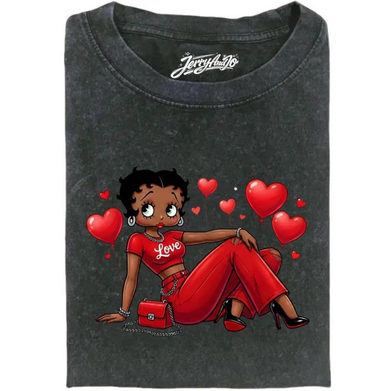CLASSY BLACK BETTY BOOP VALENTINES DAY SHIRT XIU-0154
