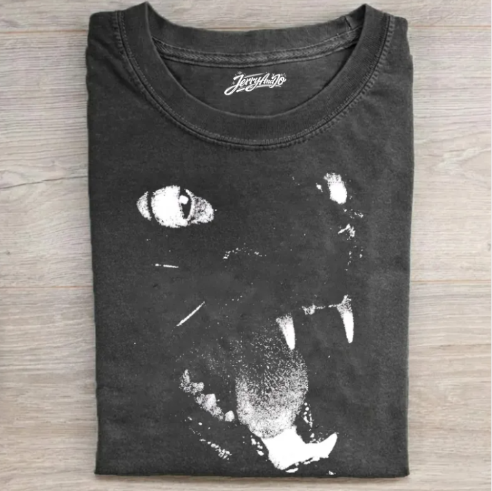 VINTAGE HALFTONE BLACK CAT T-SHIRT TR-00201