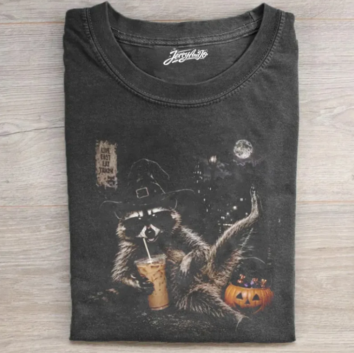 WITCH RACCOON HALLOWEEN T-SHIRT TR-00257