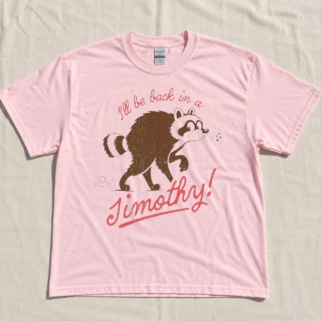 JIMOTHY RACOON VIRAL TEE, FUNNY RACCOON, RETRO WOODLAND GRAPHIC TEE  BN-00191