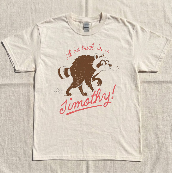 JIMOTHY RACOON VIRAL TEE, FUNNY RACCOON, RETRO WOODLAND GRAPHIC TEE  BN-00191