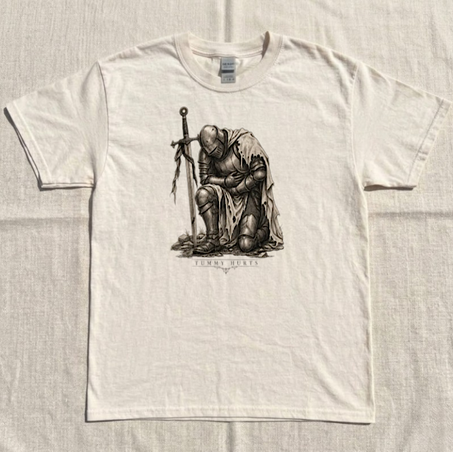 TUMMY HURTS KNIGHT TEE, FUNNY DARK FANTASY GRAPHIC TEE BN-00262