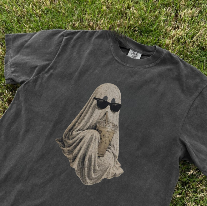 GHOST DRINKING COFFEE TEE BN-00188
