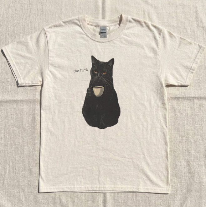 THE F*CK CAT COFFE TEE, COFFEE LOVER TEE, FUNNY CAT TEE BN-00264