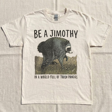 JIMOTHY RACCOON TEE, VIRAL SEATTLE RACCOON TEE, FUNNY VIRAL SHORT SPINE WILDLIFE BN-00192