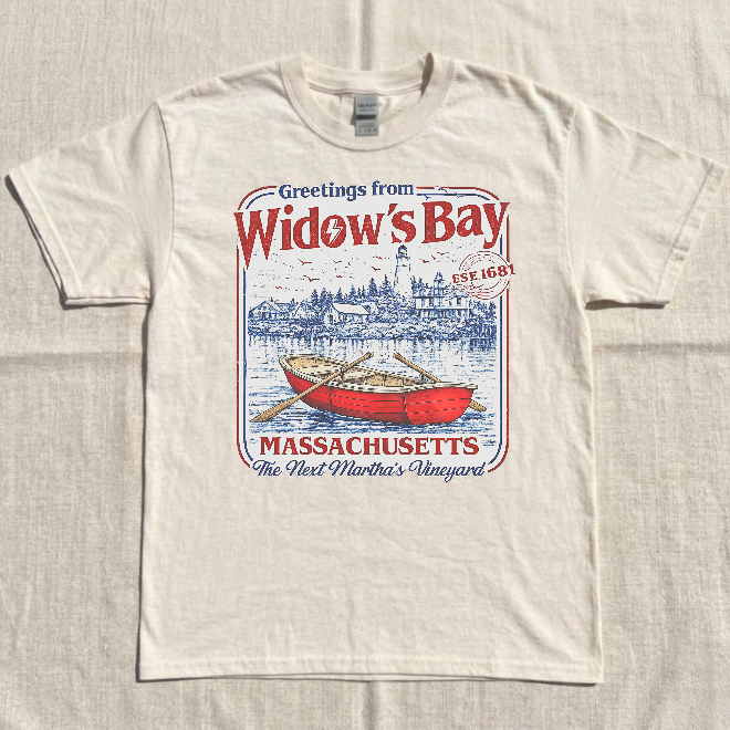 GREETINGS FROM WIDOW'S BAY TEE, COASTAL HORROR TV SHOW TEE BN-00196