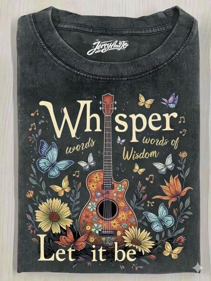 WHISPER WORDS OF WISDOM LET IT BE GUITAR SHIRT, ACOUSTIC GUITAR GRAPHIC TEE  LL - 0248