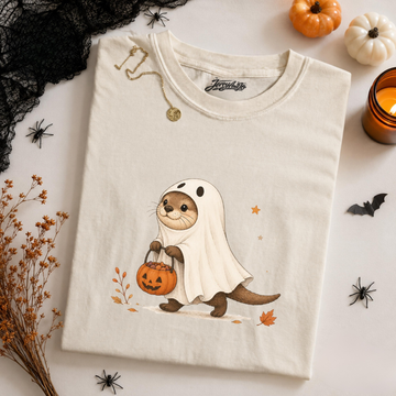 GHOST OTTER HALLOWEEN SHIRT, CUTE OTTER GHOST TEE, SPOOKY SEASON SHIRT LL - 0259