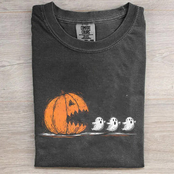 HALLOWEEN PUMPKIN CHASING GHOST SHIRT HHUE - 118
