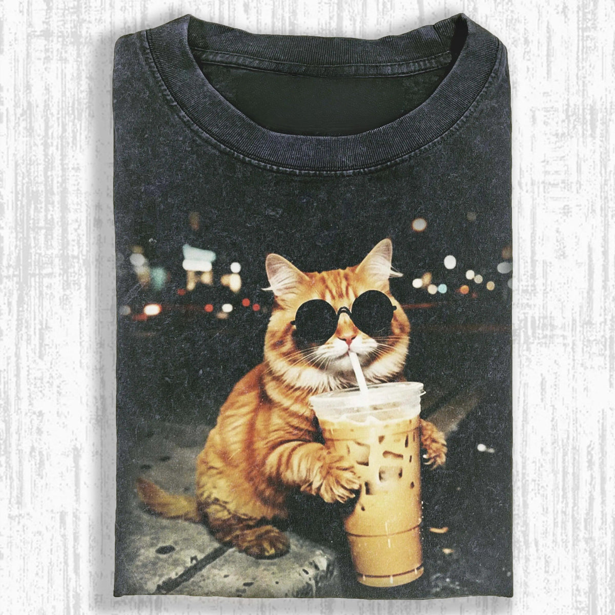 VINTAGE CAT GRAPHIC T-SHIRT LL - 0188