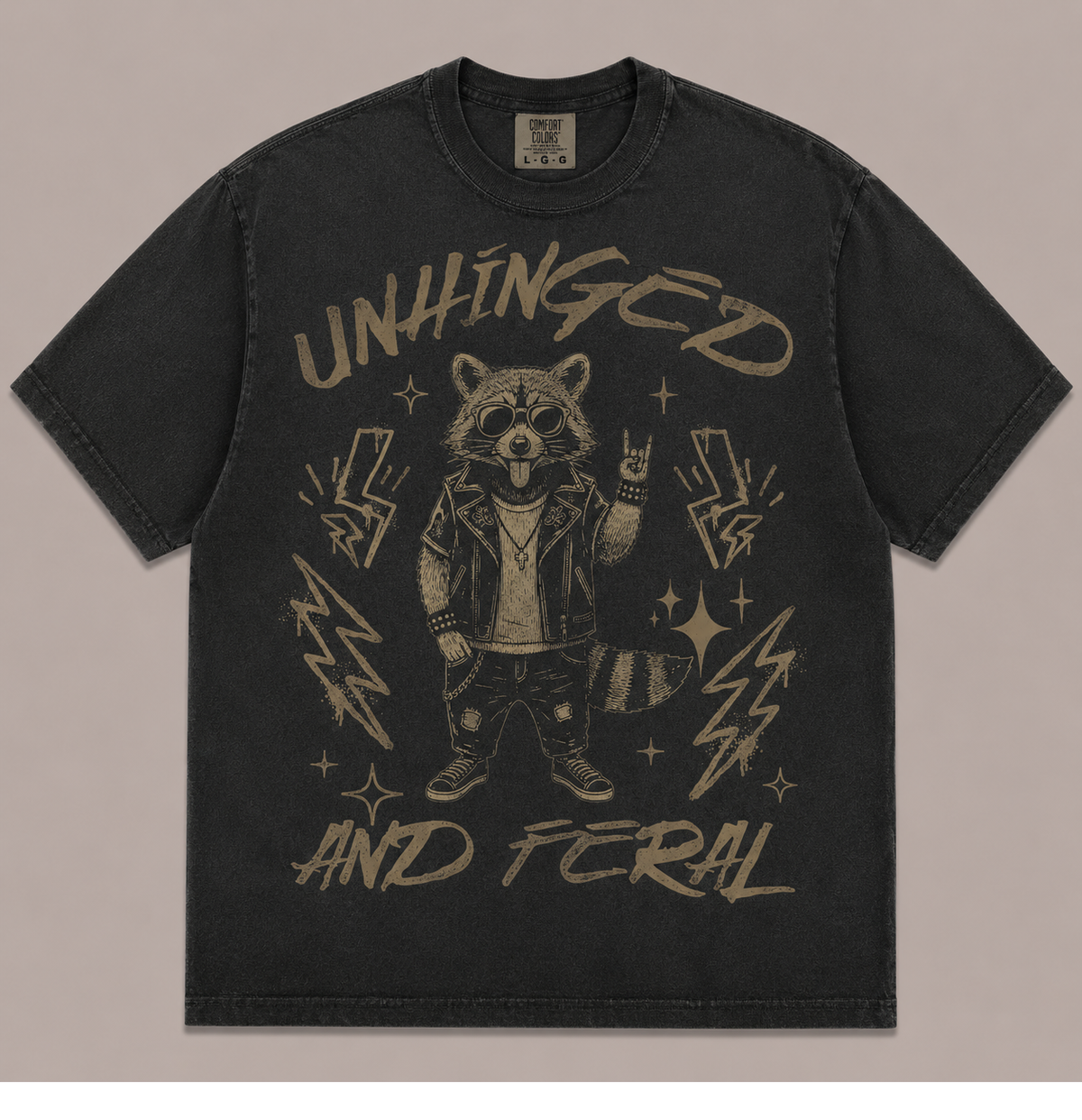 UNHINGED AND FERAL PUNK RACCOON VINTAGE TEE AV-00254