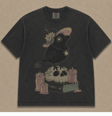 WITCHY RAVEN SKULL VINTAGE GOTHIC TEE AV-00221