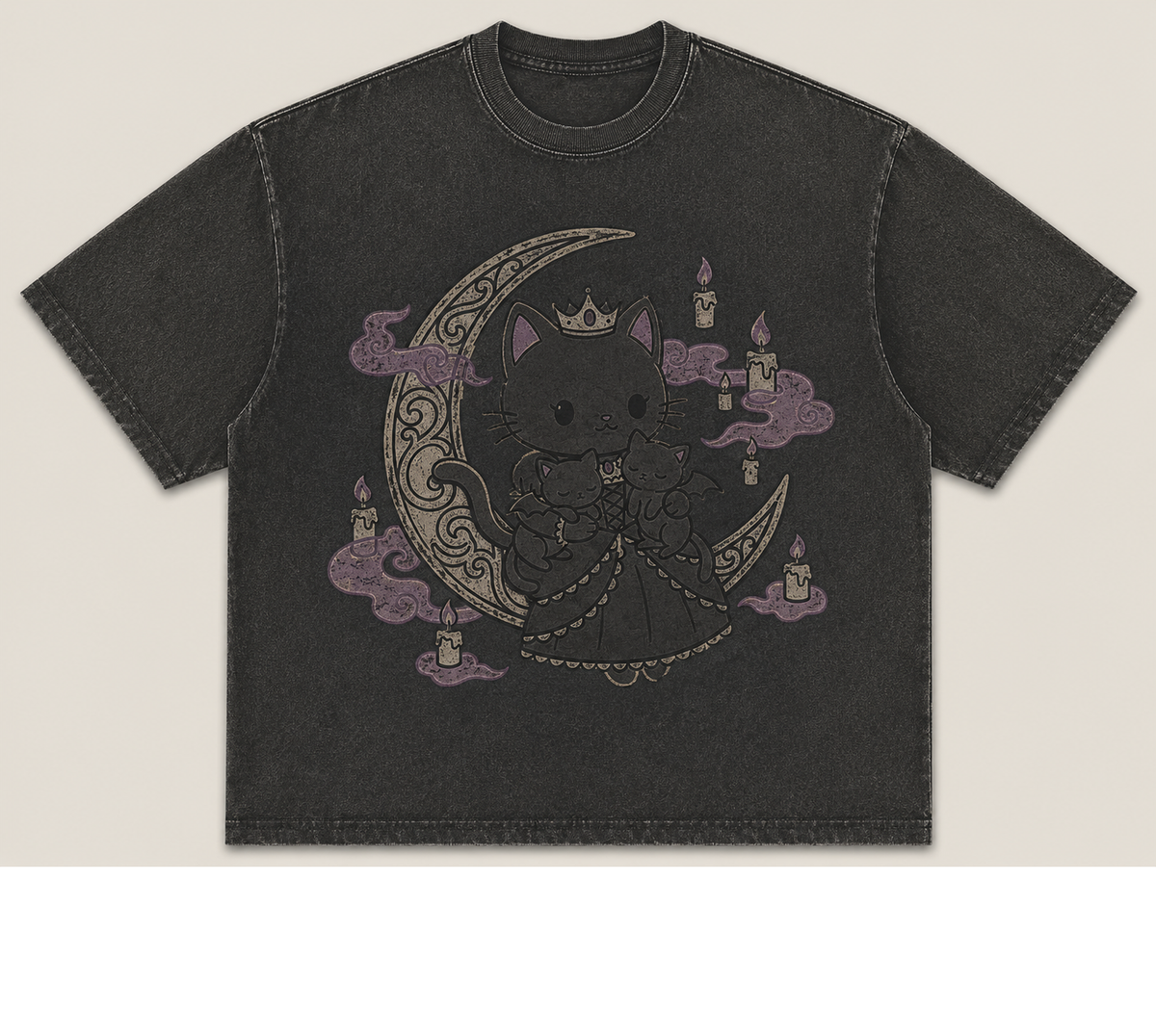 GOTHIC KITTY QUEEN VINTAGE HALLOWEEN BLACK CAT TEE AV-00203