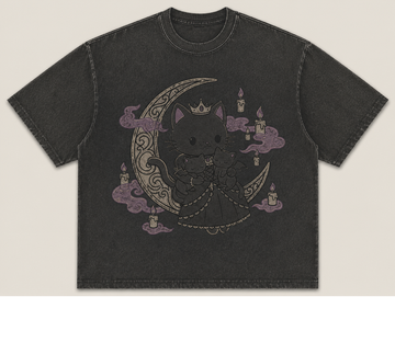 GOTHIC KITTY QUEEN VINTAGE HALLOWEEN BLACK CAT TEE AV-00203
