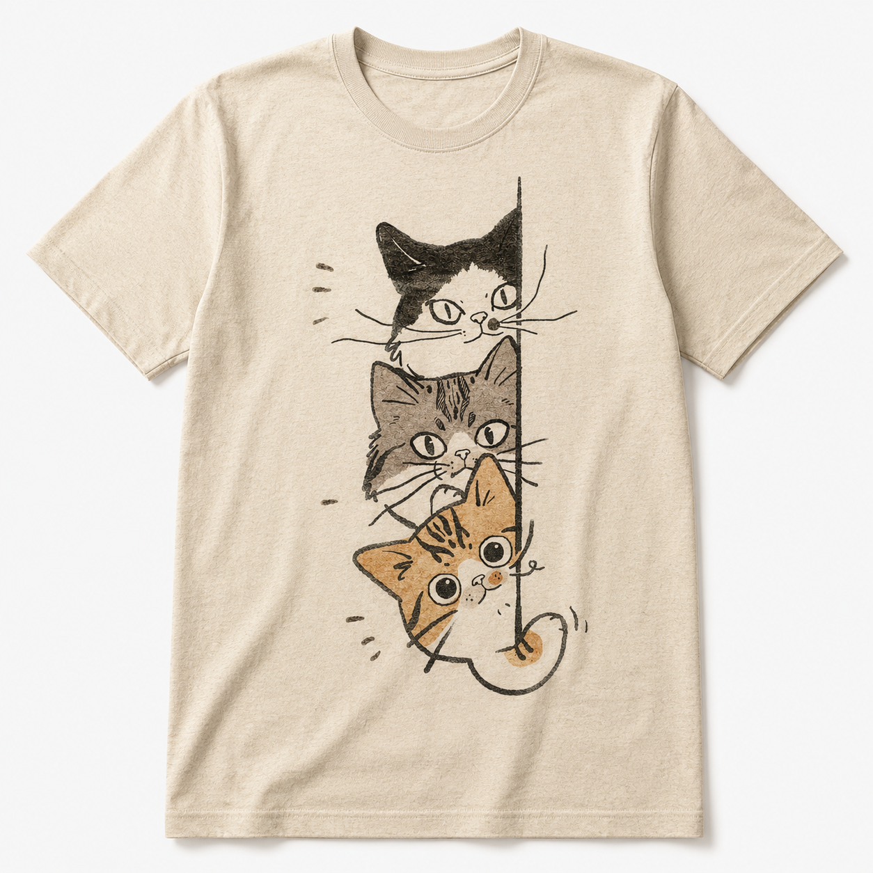 CUTE PEEKING CATS VINTAGE GRAPHIC TEE AV-00257