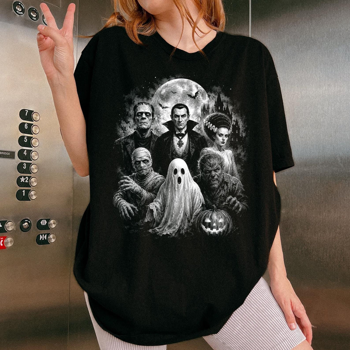 VINTAGE HORROR MOVIE T-SHIRT, CLASSIC MONSTERS HALLOWEEN T-SHIRT BT-00251