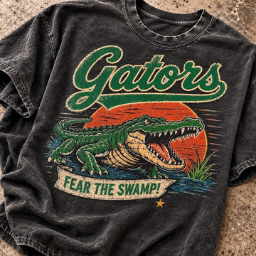 Vintage Gators School Mascot Design Tshirt, Custom Football Shirt, Fear The Swamp B-00127