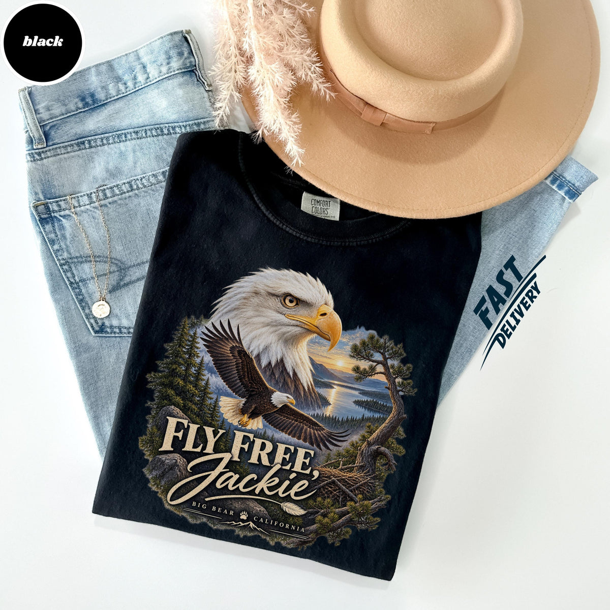 Fly Free Jackie Shirt, Big Bear Eagle Memorial Tee, Bald Eagle Tribute, Jackie the Eagle Shirt, Comfort Colors Wildlife T Shirt, Eagle Gift! Son-0320