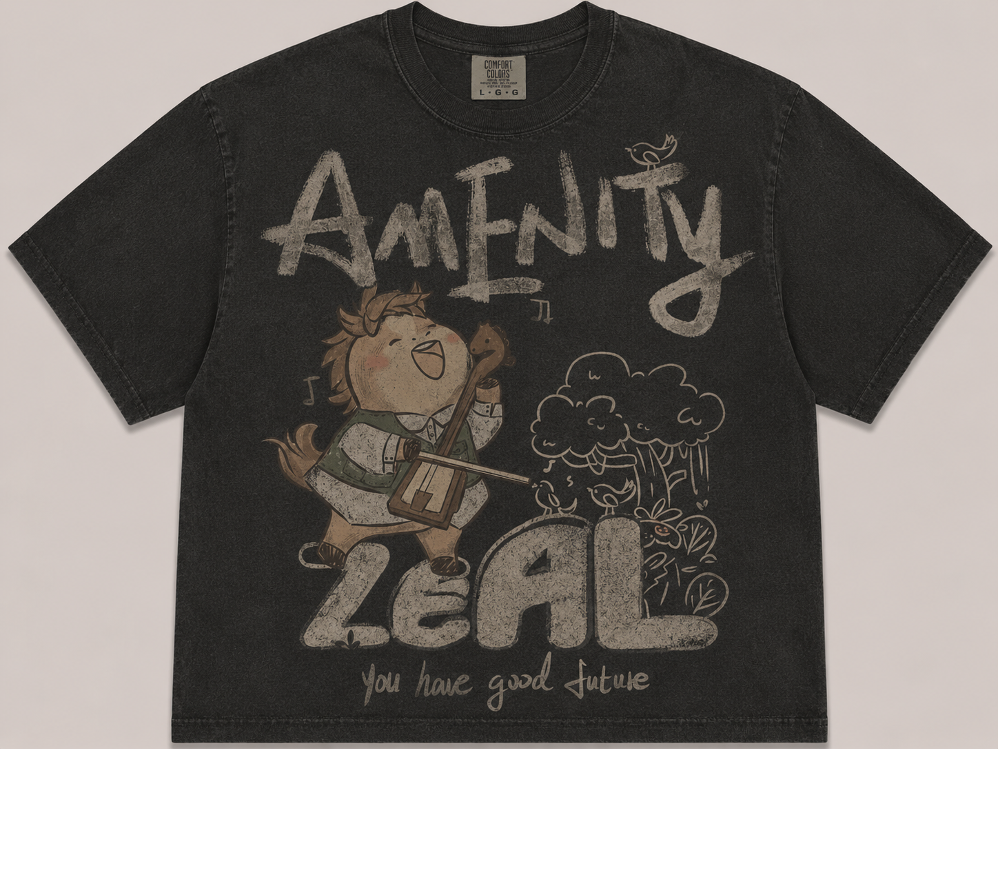 AMENITY ZEAL HORSE MUSIC VINTAGE TEE AV-00245